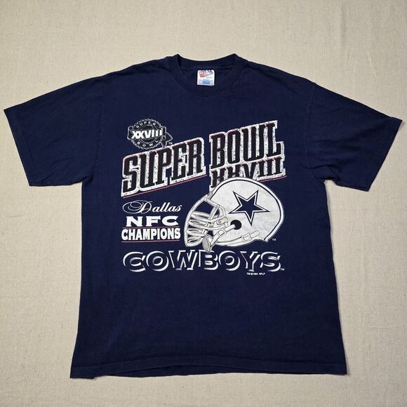 Vintage 1994 Dallas Cowboys Super Bowl XXVIII Champions Tee Shirt Size Large - Picture 1 of 8